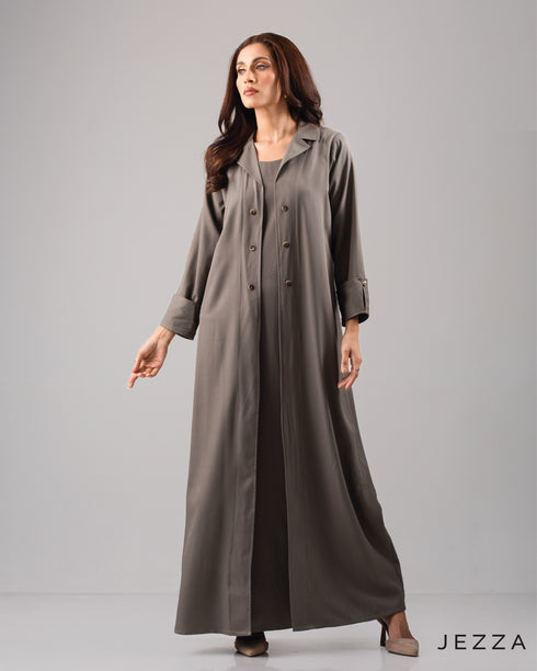 Sophisticated Lapel Collar Ankle Length Dress 56022